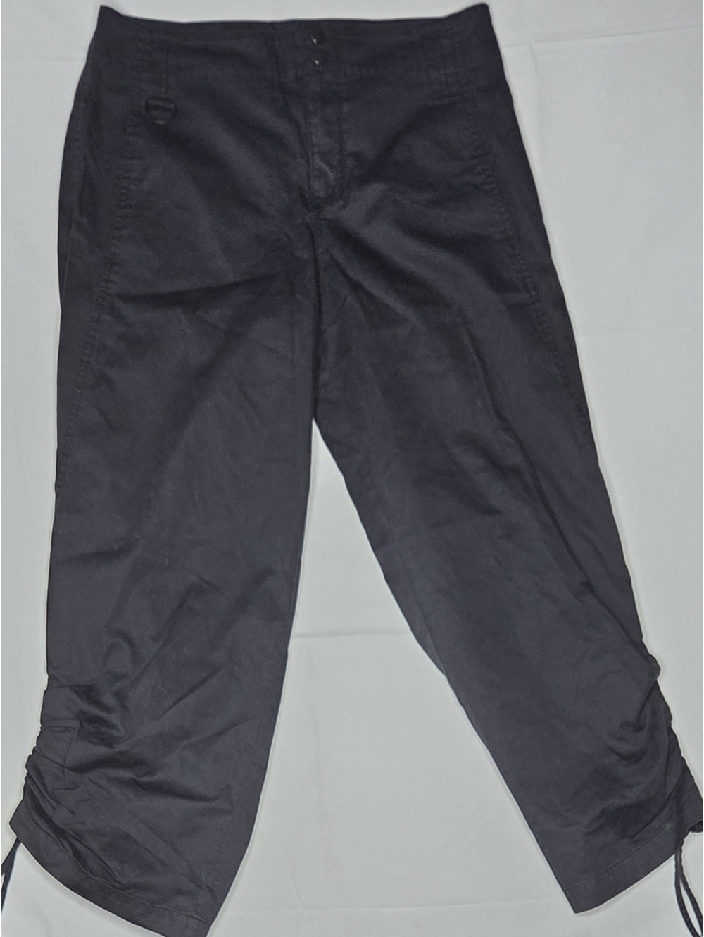 Sanctuary Black Ruched Utility Crop Pants Cargo Drawstring Gorpcore Size Small
